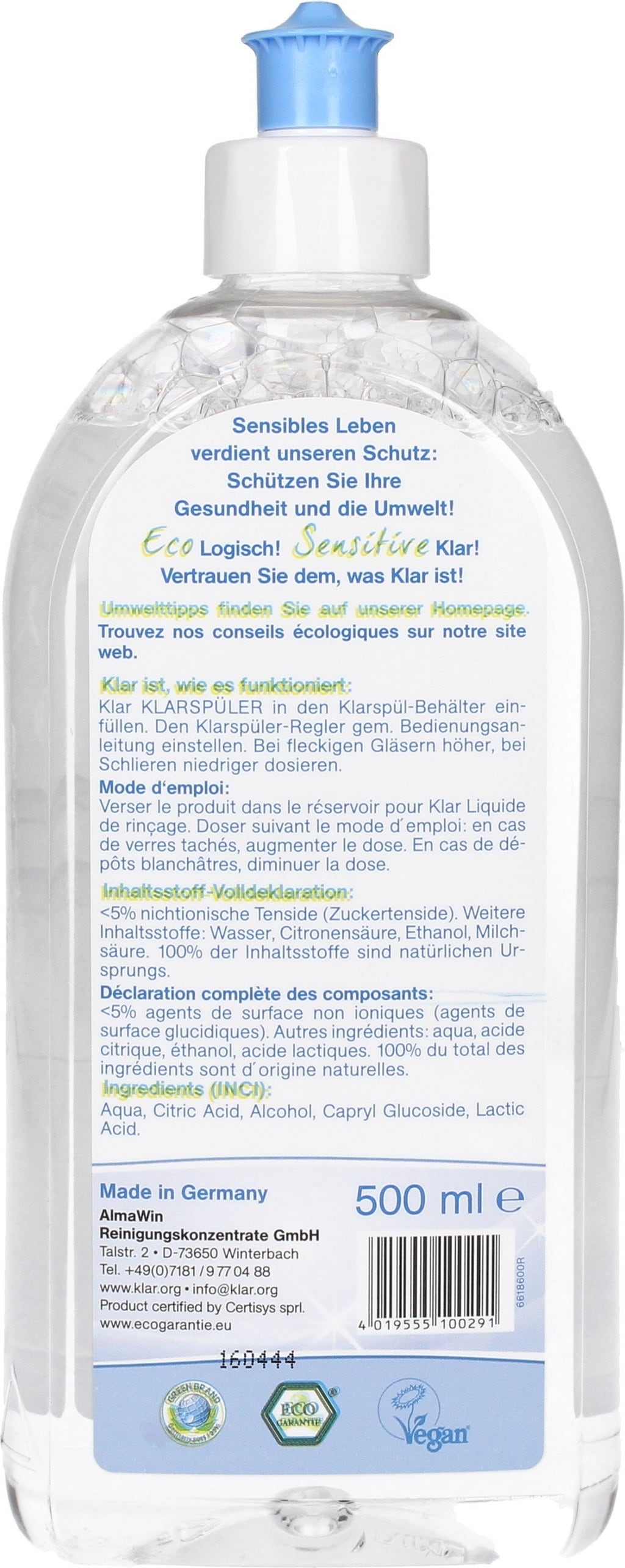 Klar Mosogatógép öblítő - 500 ml