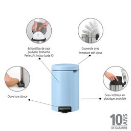 Newicon 12 L Pedal Bin with Plastic Liner