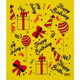 GROOVY GOODS Sponsdoekje Happy Birthday - Yellow