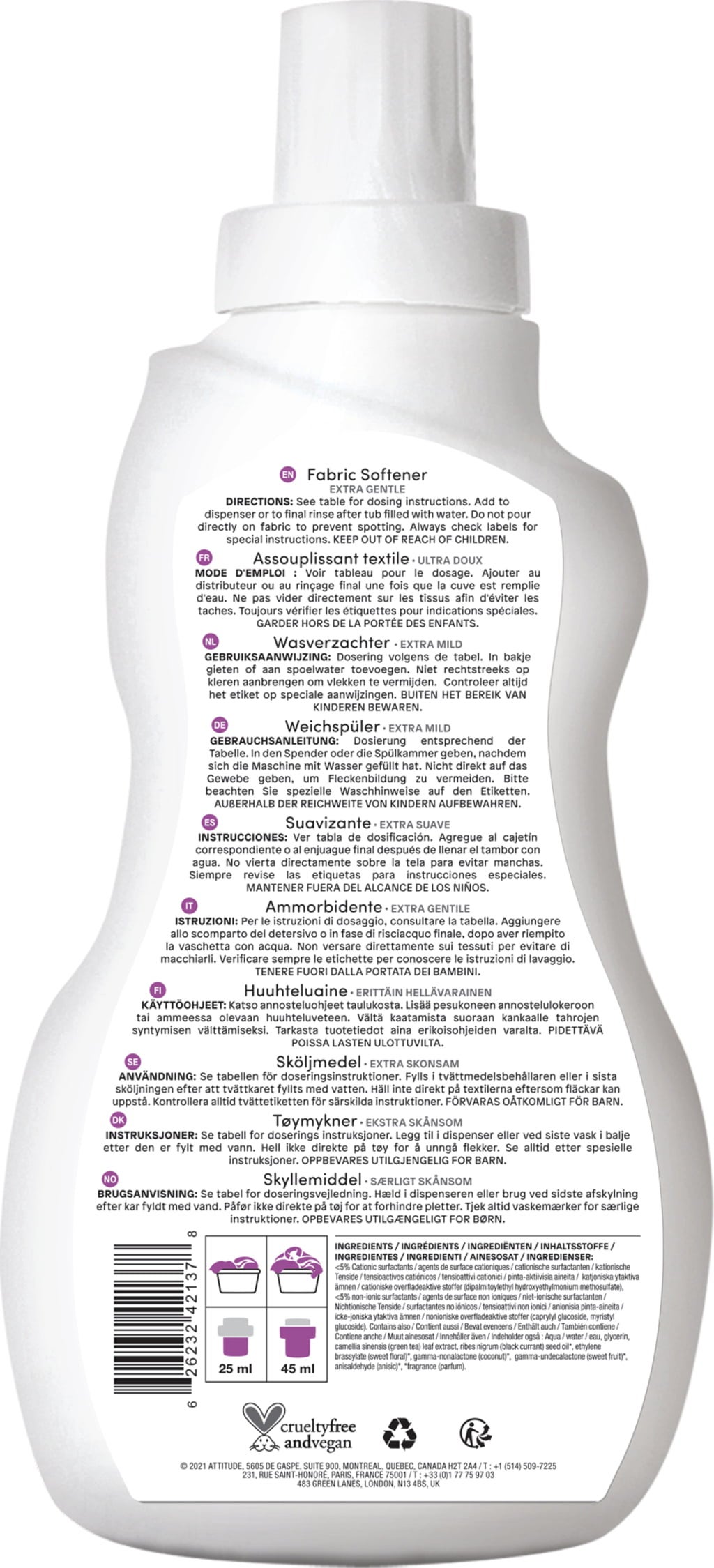 Attitude Sweet Lullaby Baby Fabric Softener - 1 l