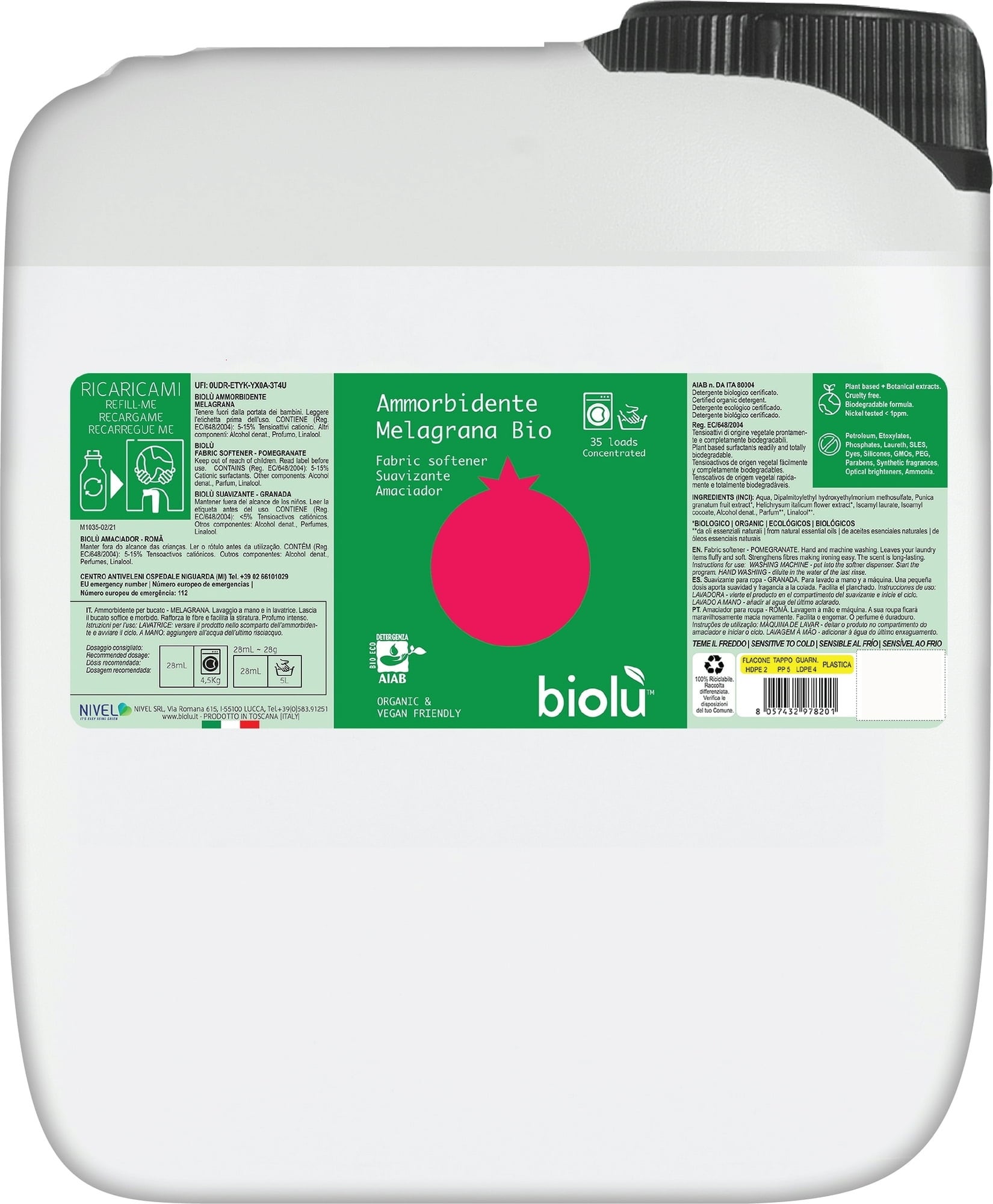biolù Weichspüler Granatapfel - 5 l
