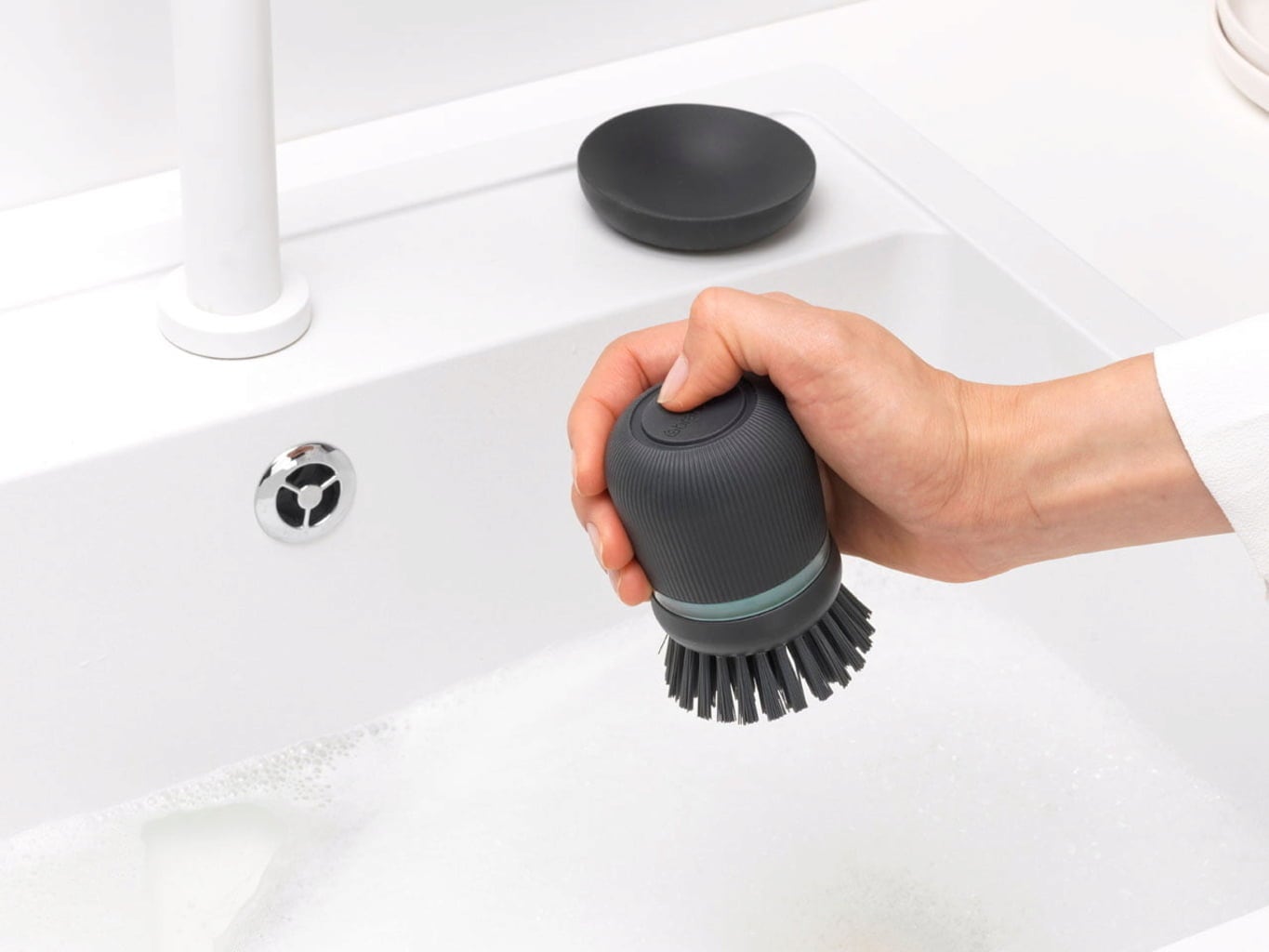 brabantia Dish Brush with Soap Dispenser - Dark Grey