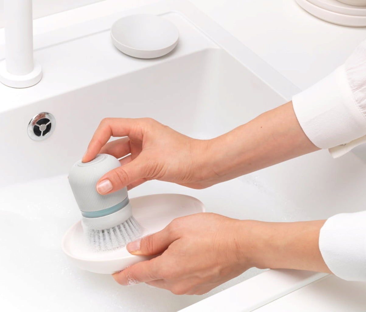 brabantia Dish Brush with Soap Dispenser - Light Grey