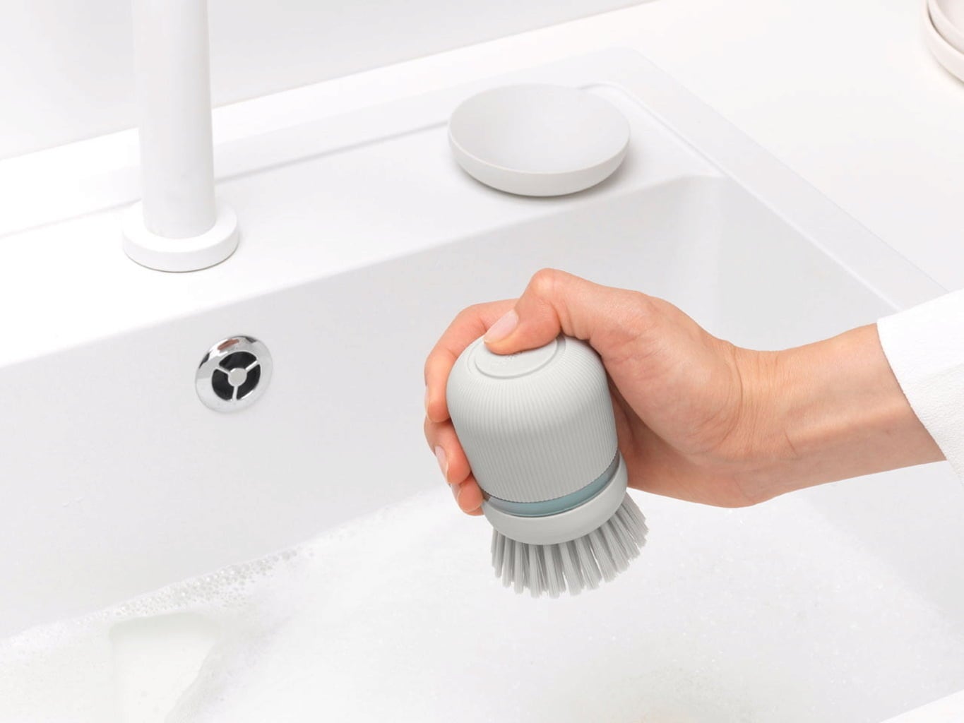 brabantia Dish Brush with Soap Dispenser - Light Grey
