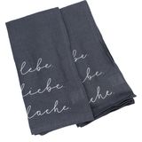 Lanene kuhinjske brisače "Lebe Liebe Lache", 2-delni set
