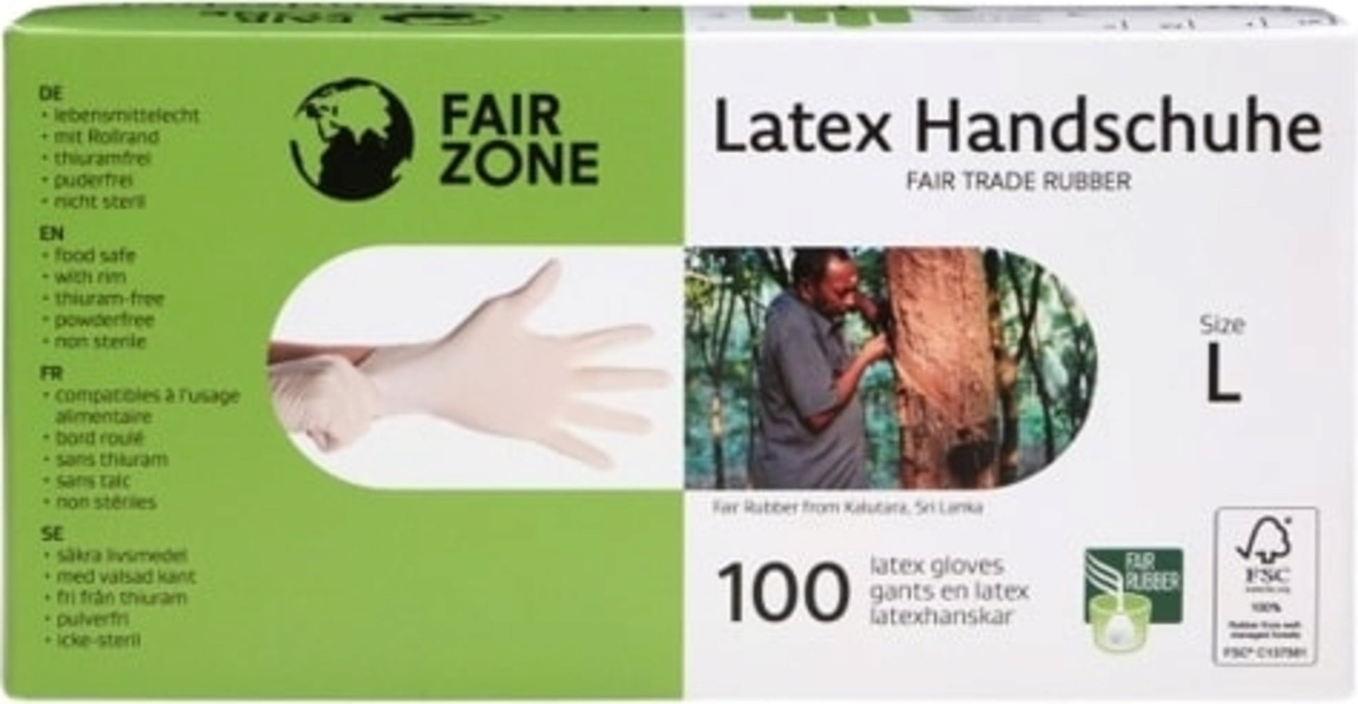 FAIR ZONE Einweg Latex Handschuhe - Large