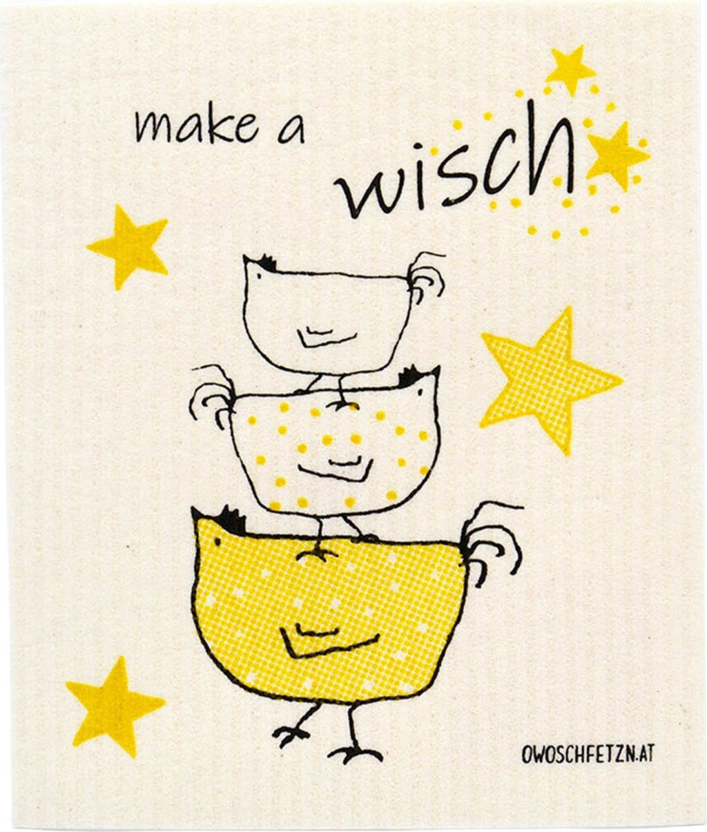 OWOSCHFETZN Schwammtuch "Henne Berta - Make a wisch"