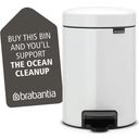 brabantia Newicon Pedal Bin 3 L with Plastic Liner - White