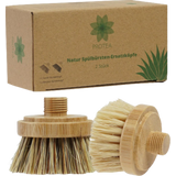 Set of 2 Replacement Heads with Natural Bristles for Sink Brushes & Pot Brushes