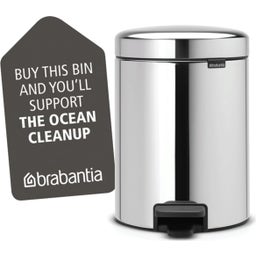 brabantia Newicon Pedal Bin 5 L with Plastic Liner - Brilliant Steel
