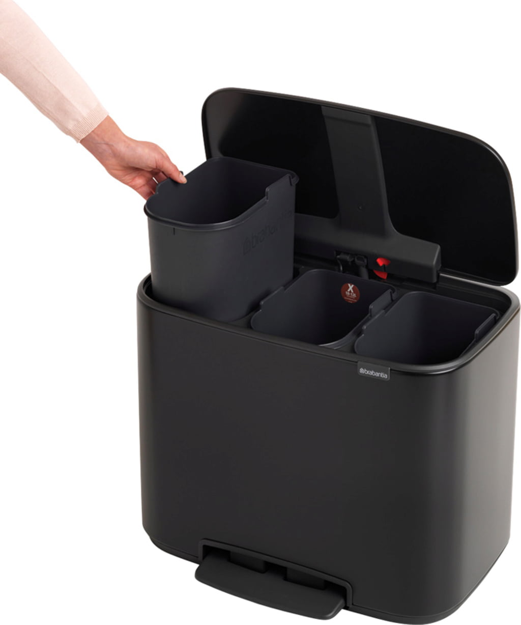 Kosz na śmieci Bo 3 x 11 L z 3 plastikowymi wkładkami - Matt Black