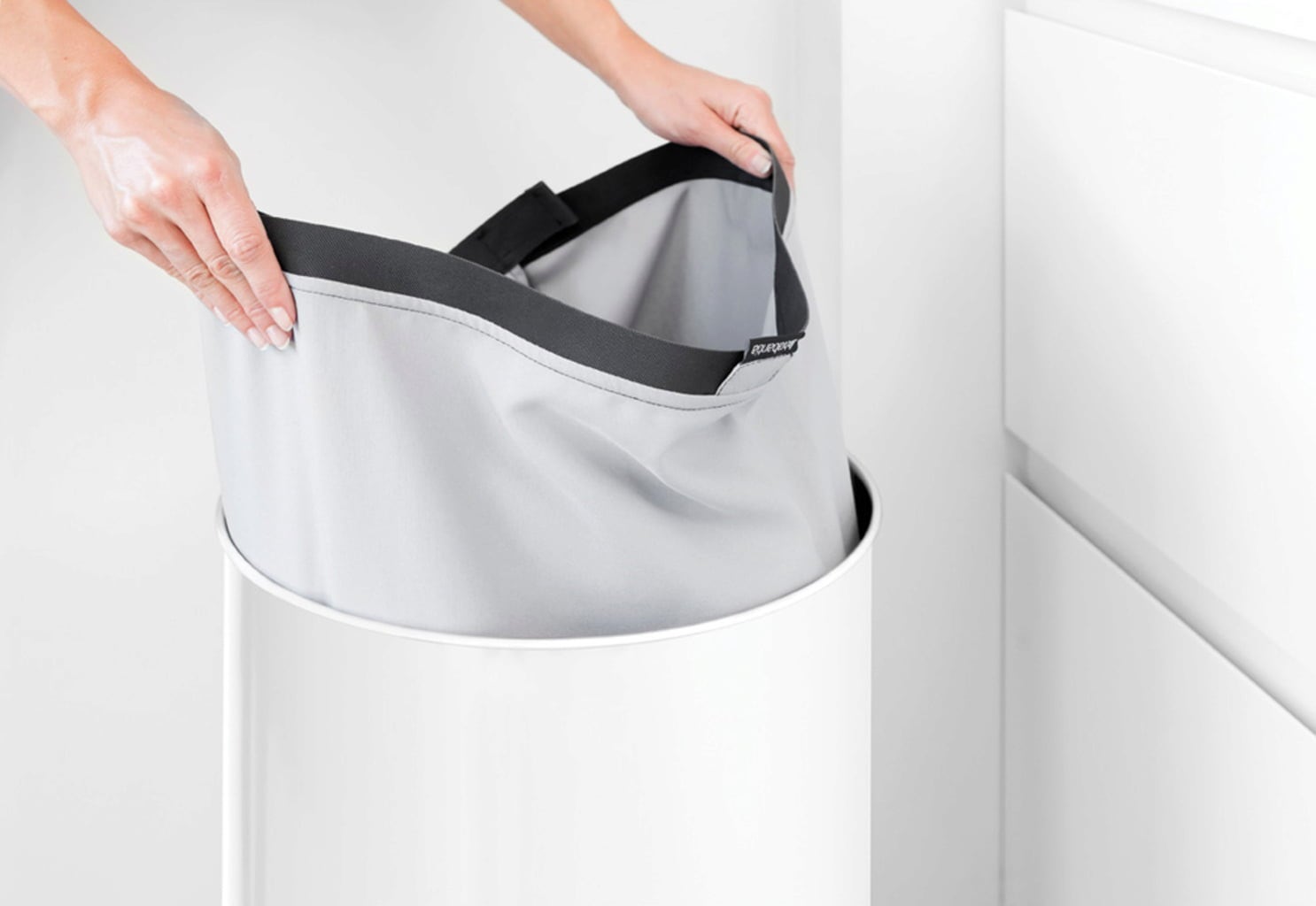 Corbeille à Linge 60 Litres avec Couvercle en Liège - White