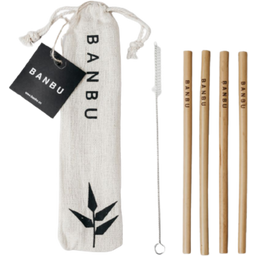 Újrafelhasználható bambusz szívószál készlet - 1 szett