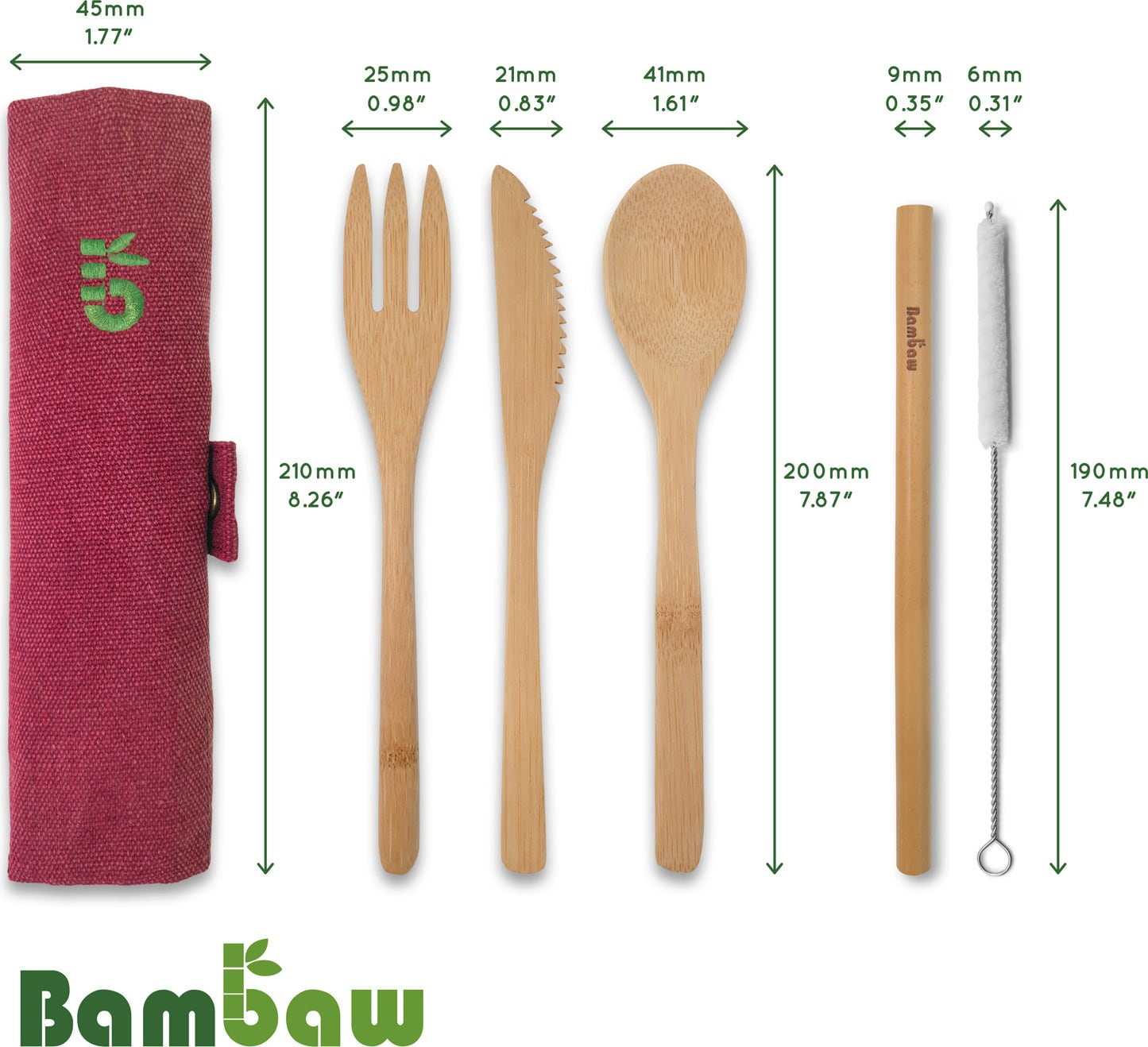 Bambaw Set de Couverts en Bambou - Berry