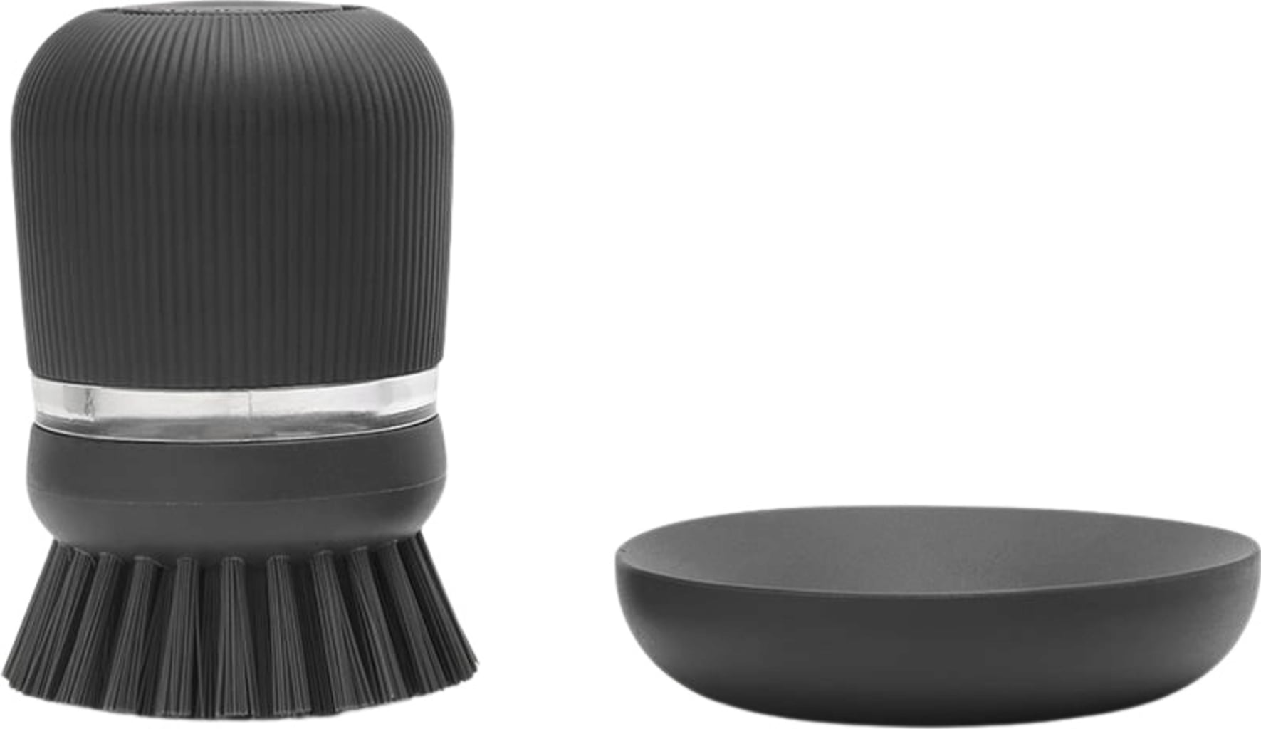 Dish Brush with Soap Dispenser, Dark Grey