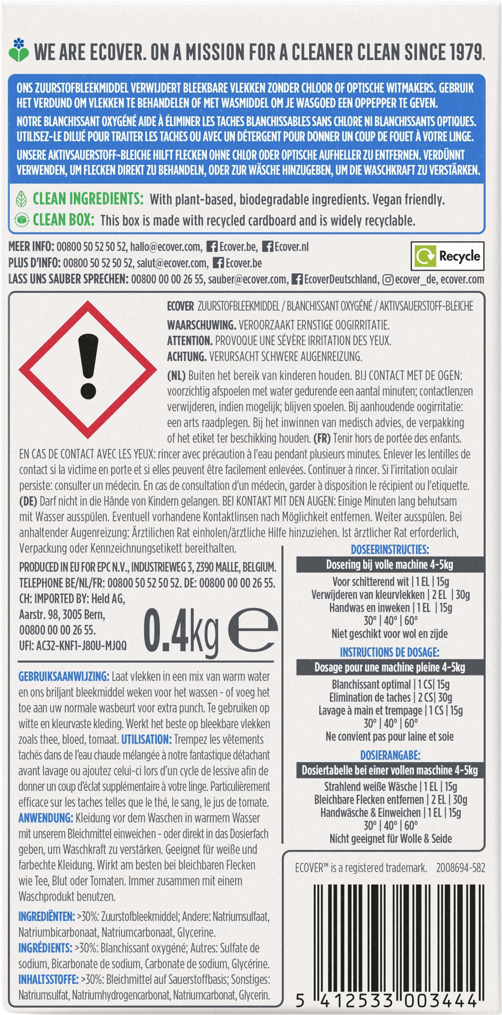 Ecover Candeggiante all'Ossigeno Attivo - 400 g