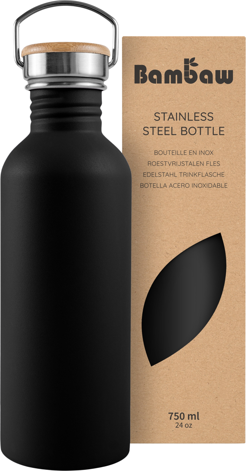 Bambaw Edelstahlflasche 750 ml - Jet Black