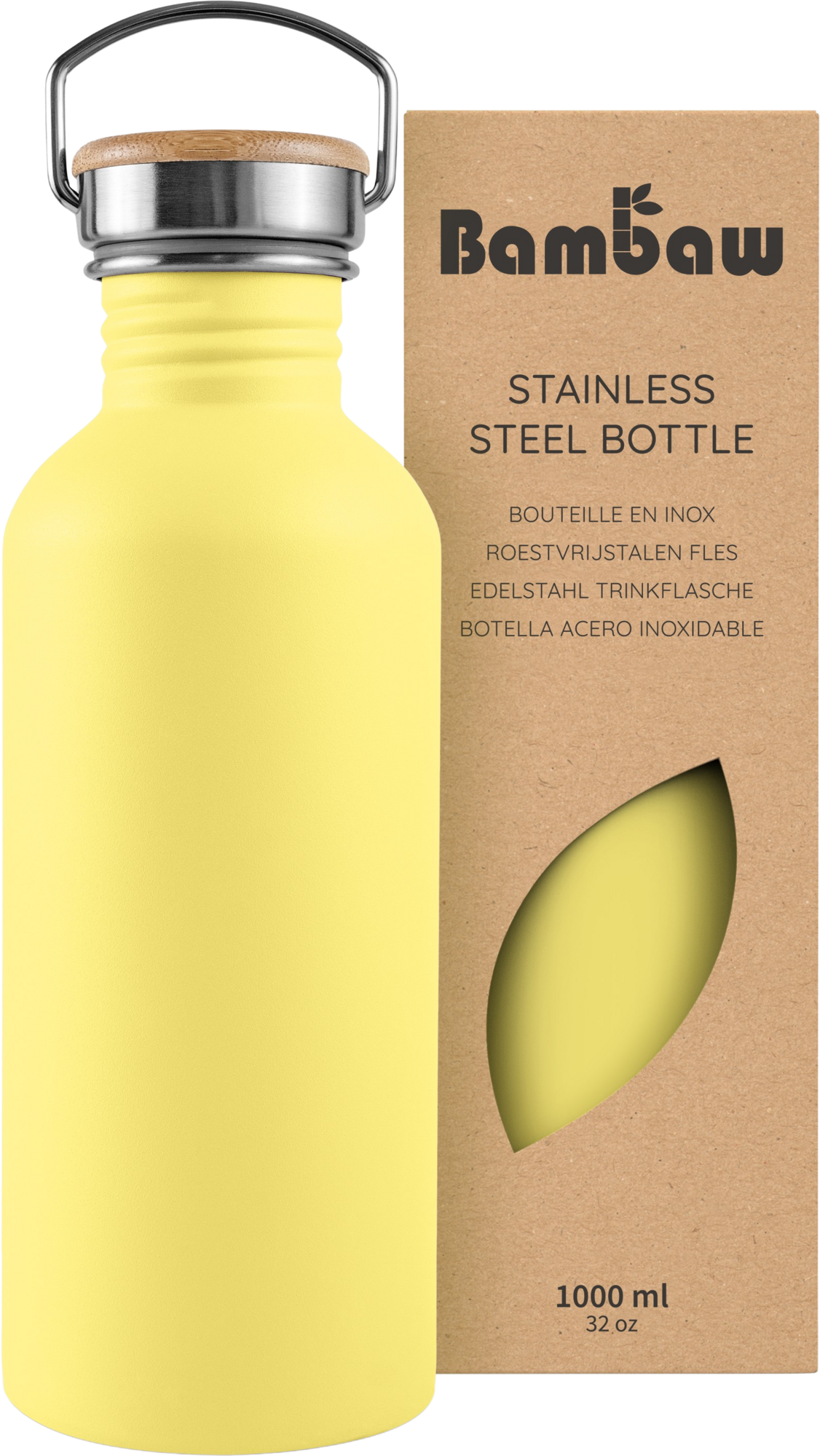 Rozsdamentes acél palack, 1000 ml, Yellow Beam