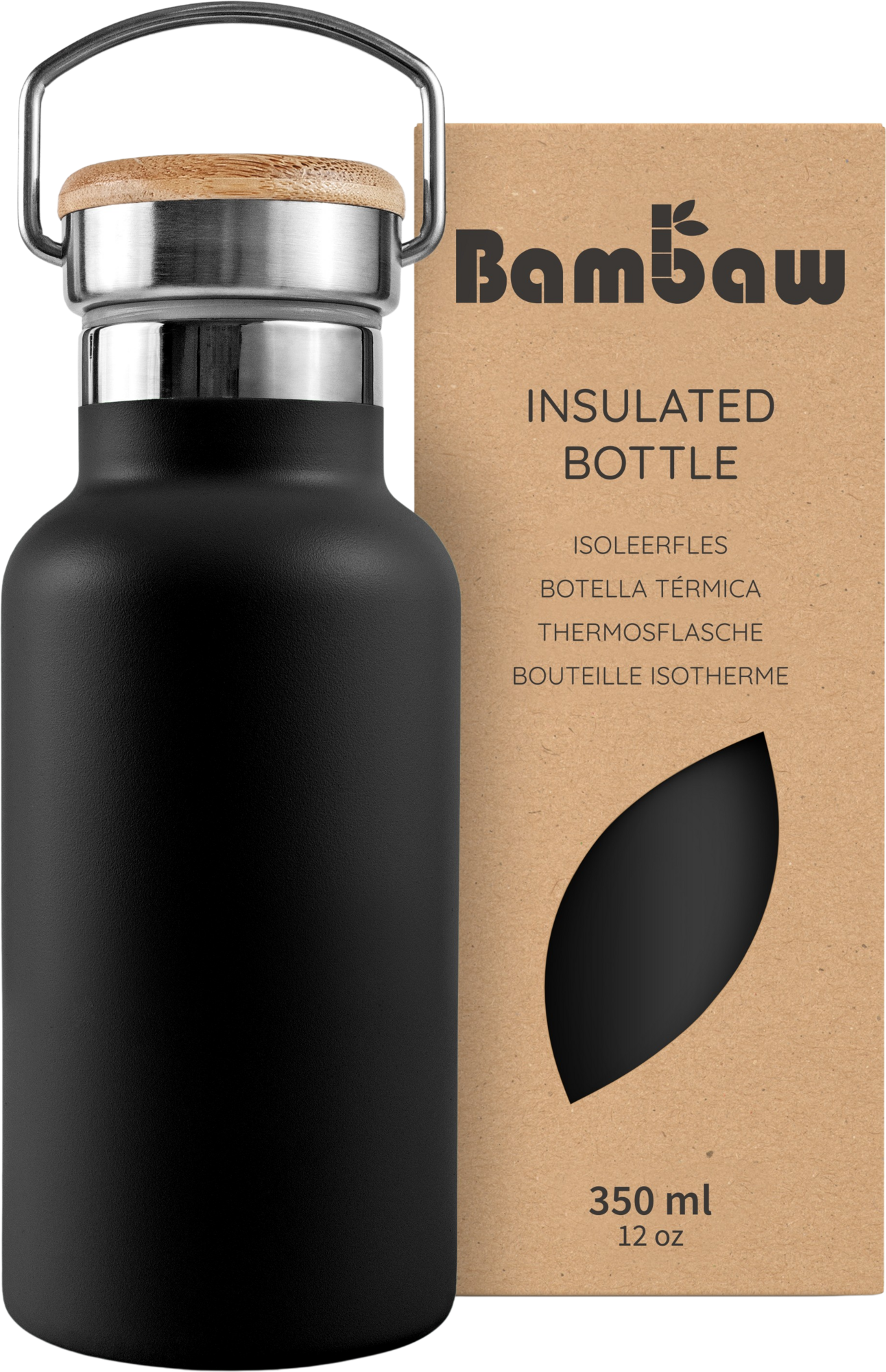 Bambaw Thermosflasche aus Edelstahl 350 ml - Jet Black