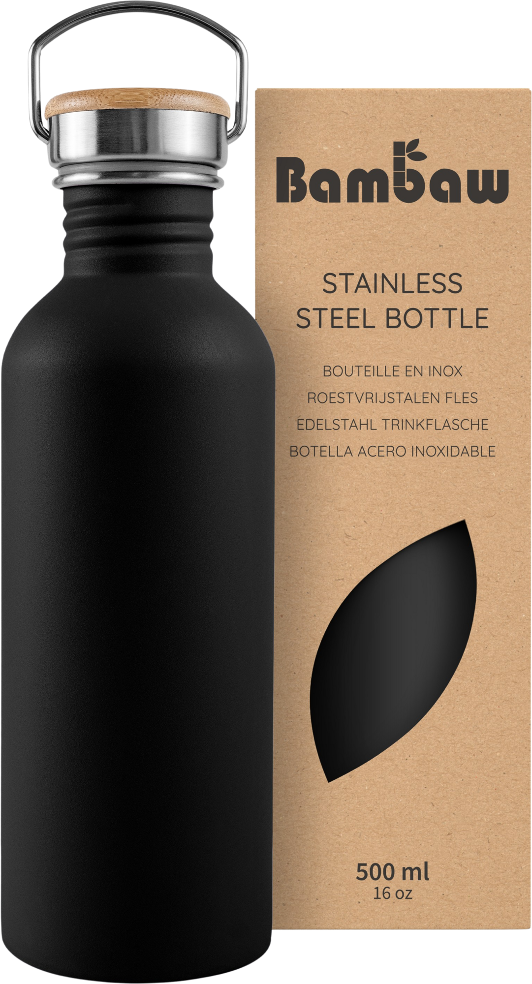 Edelstahlflasche 500 ml, Jet Black