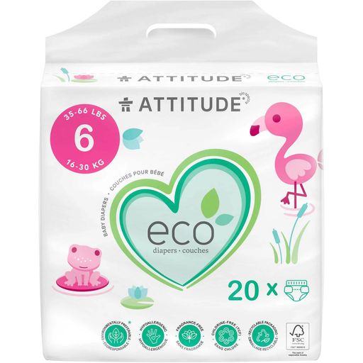 ATTITUDE Couches Bio pour Bébé - Taille 6 (16-30kg)