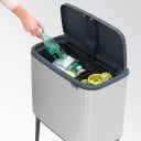 Bo Touch Bin - Pattumiera 11 + 23 L con 2 Inserti in Plastica - Matt Steel Fingerprint Proof