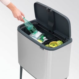 Bo Touch Bin - Pattumiera 11 + 23 L con 2 Inserti in Plastica - Matt Steel Fingerprint Proof