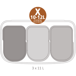 Bo Touch Bin 3 x 11 Liter mit 3 Kunststoffeinsätzen - Confident Grey