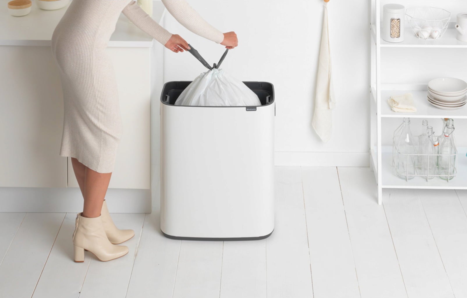 brabantia Bo Touch Bin 60 L avec 1 Seau Intérieur - Blanc