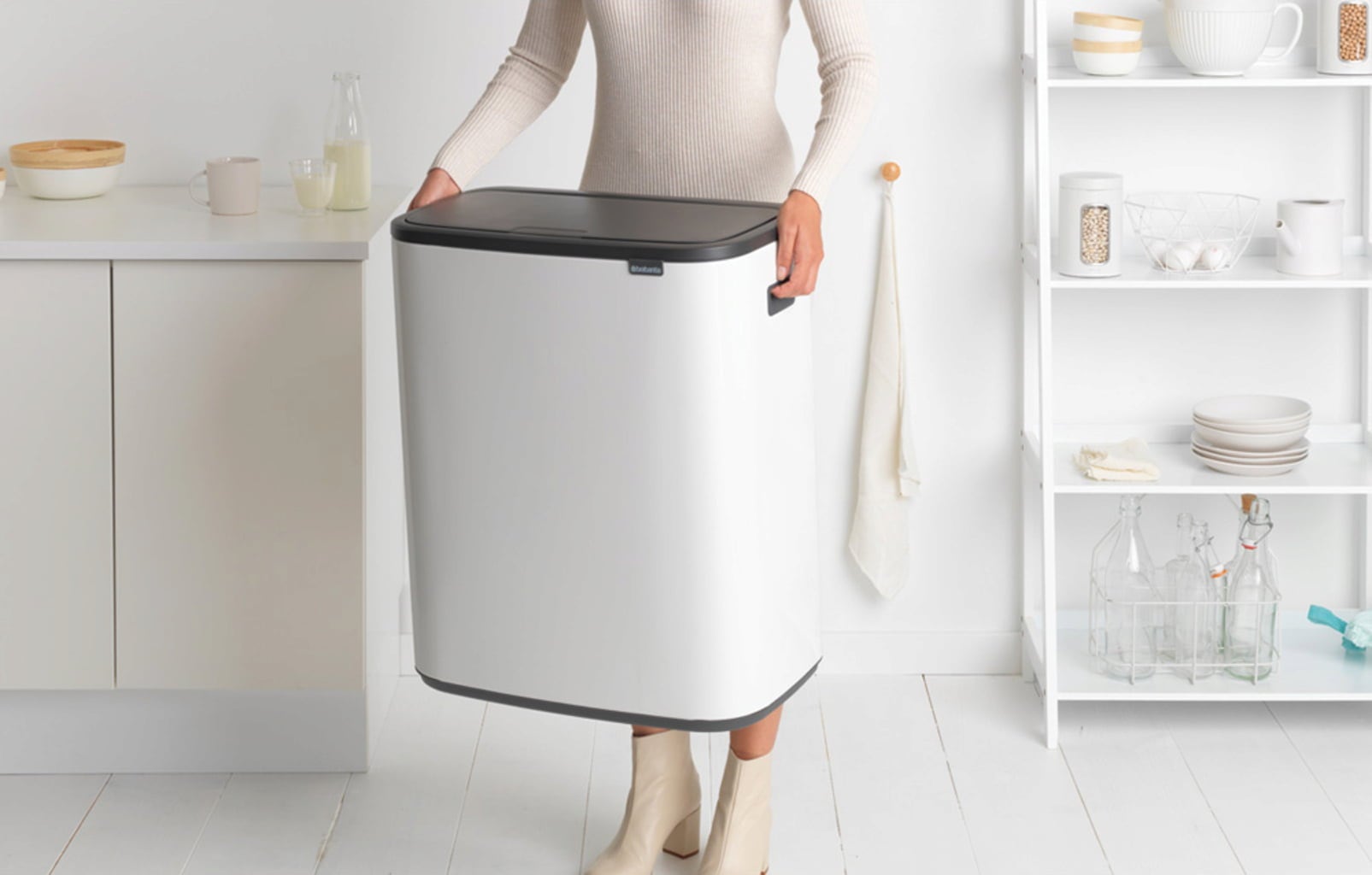 brabantia Bo Touch Bin 60 L avec 1 Seau Intérieur - Blanc