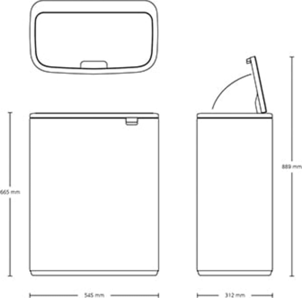 brabantia Bo Touch Bin 60 L avec 1 Seau Intérieur - Blanc