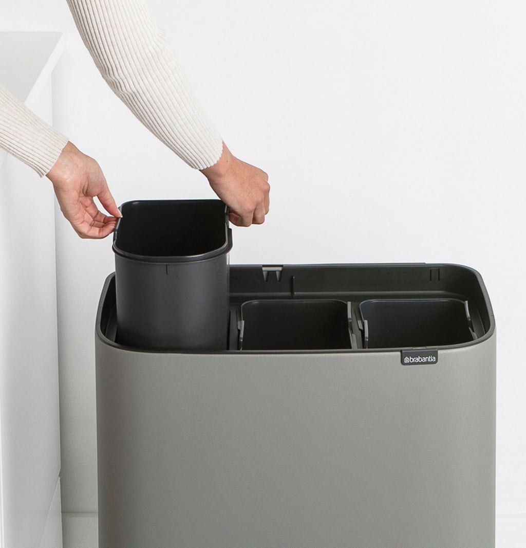 Bo Touch Bin 3x11 Litre with 3 Plastic Liners - Mineral Concrete Grey