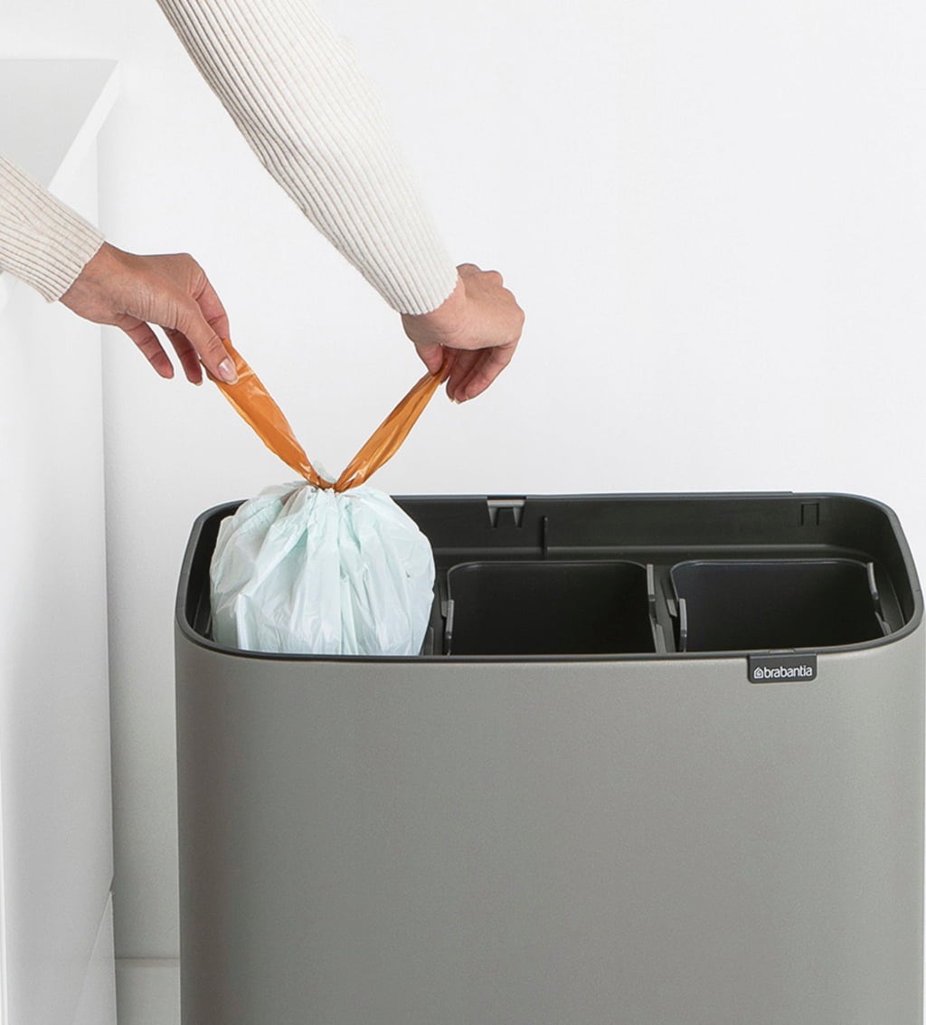 Bo Touch Bin 3x11 Litre with 3 Plastic Liners - Mineral Concrete Grey