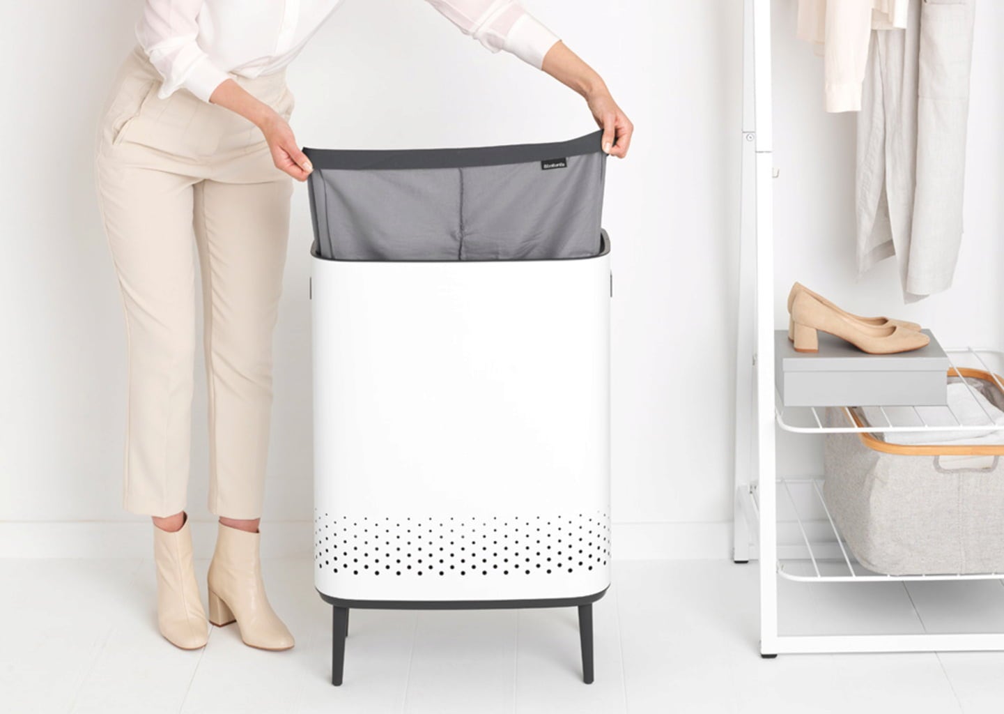 brabantia Bo Hamper Hi, 2 x 45L - White