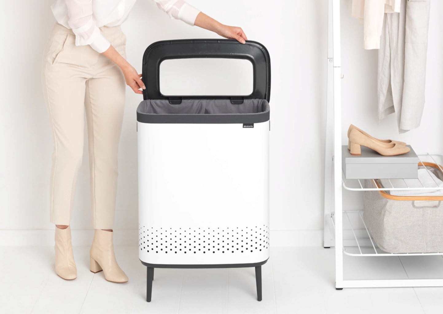 brabantia Bo Hamper Hi, 2 x 45L - White