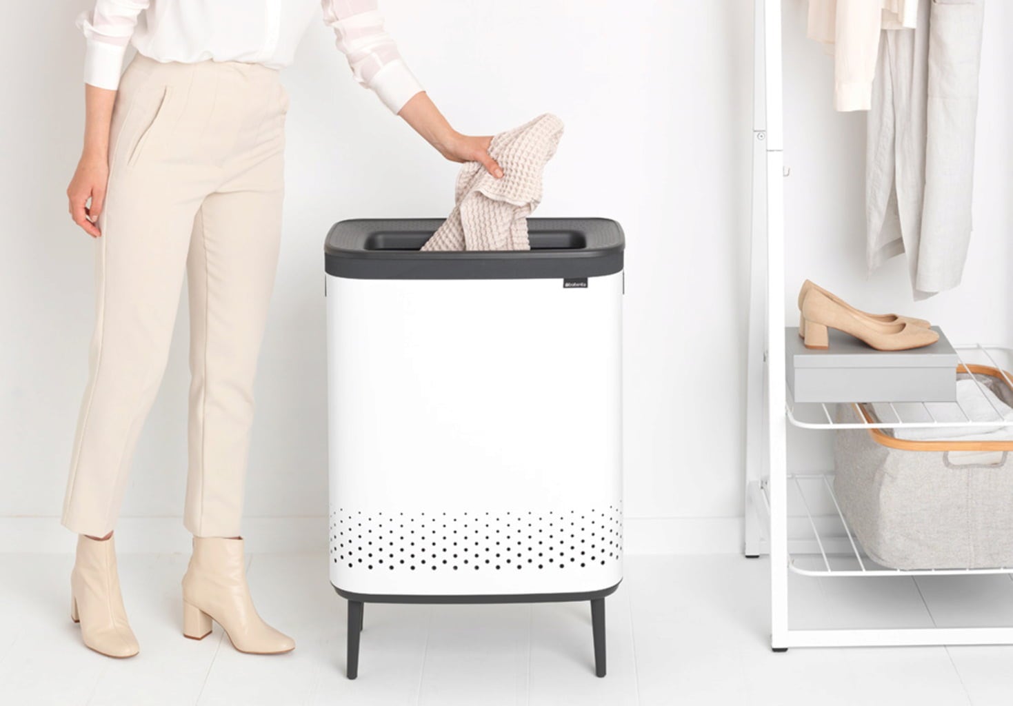 brabantia Bo Hamper Hi, 2 x 45L - White