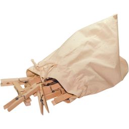 Lesene ščipalke za perilo s spiralno vzmetjo - 20 kosov v platneni vrečki