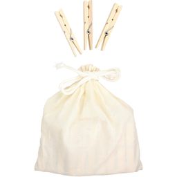 Lesene ščipalke za perilo s spiralno vzmetjo - 20 kosov v platneni vrečki