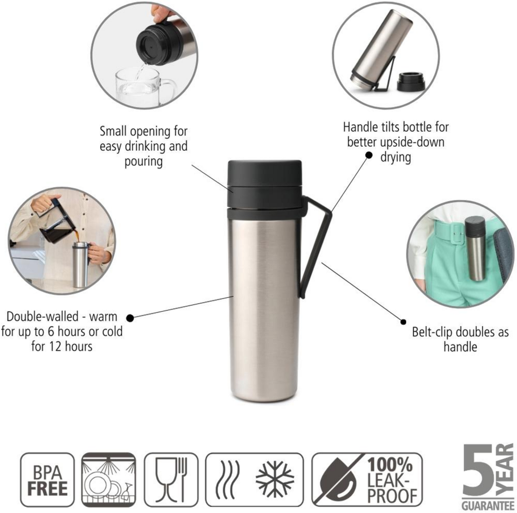 brabantia Make & Take - Gourde Isotherme 0,5 L - Dark Grey