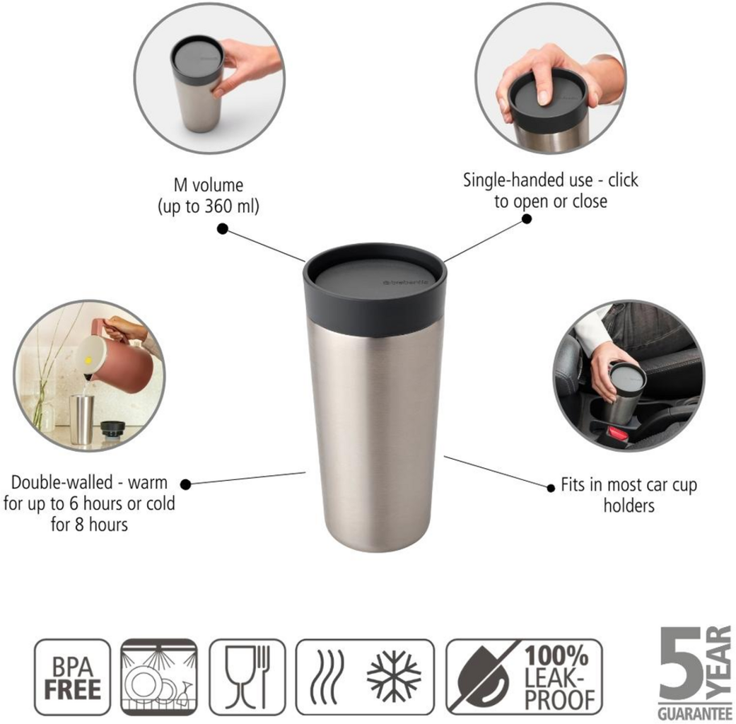 brabantia Make & Take Thermobecher, 0,36 Liter - Dark Grey