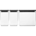 Stapelbare Vorratsdosen eckig, Tasty+, dark grey - Set 1 (2x 1,6 L und 1x 3,5L)