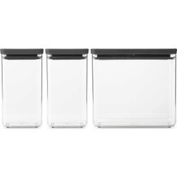 Stapelbare Vorratsdosen eckig, Tasty+, dark grey - Set 1 (2x 1,6 L und 1x 3,5L)