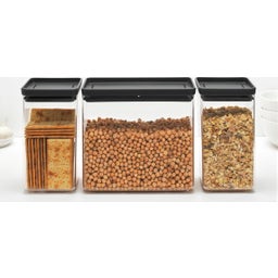Stapelbare Vorratsdosen eckig, Tasty+, dark grey - Set 1 (2x 1,6 L und 1x 3,5L)