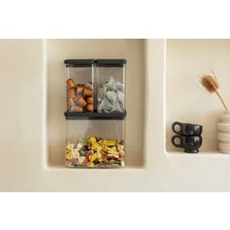 Stapelbare Vorratsdosen eckig, Tasty+, dark grey - Set 1 (2x 1,6 L und 1x 3,5L)