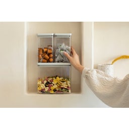 Tasty+ Stackable Rectangular Storage Containers, Light Grey - Set 1 (2x 1.6 L and 1x 3.5 L)