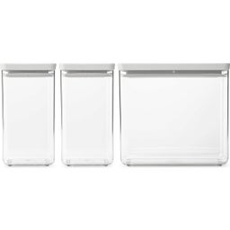 Tasty+ Stackable Rectangular Storage Containers, Light Grey - Set 1 (2x 1.6 L and 1x 3.5 L)