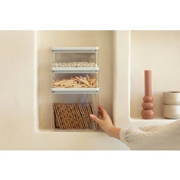 Tasty+ Stackable Rectangular Storage Containers, Light Grey - Set 2 (2x 1.5 L and 1x 3.5 L)