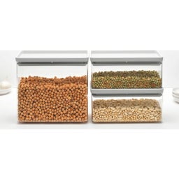 Tasty+ Stackable Rectangular Storage Containers, Light Grey - Set 2 (2x 1.5 L and 1x 3.5 L)