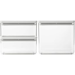 Tasty+ Stackable Rectangular Storage Containers, Light Grey - Set 2 (2x 1.5 L and 1x 3.5 L)