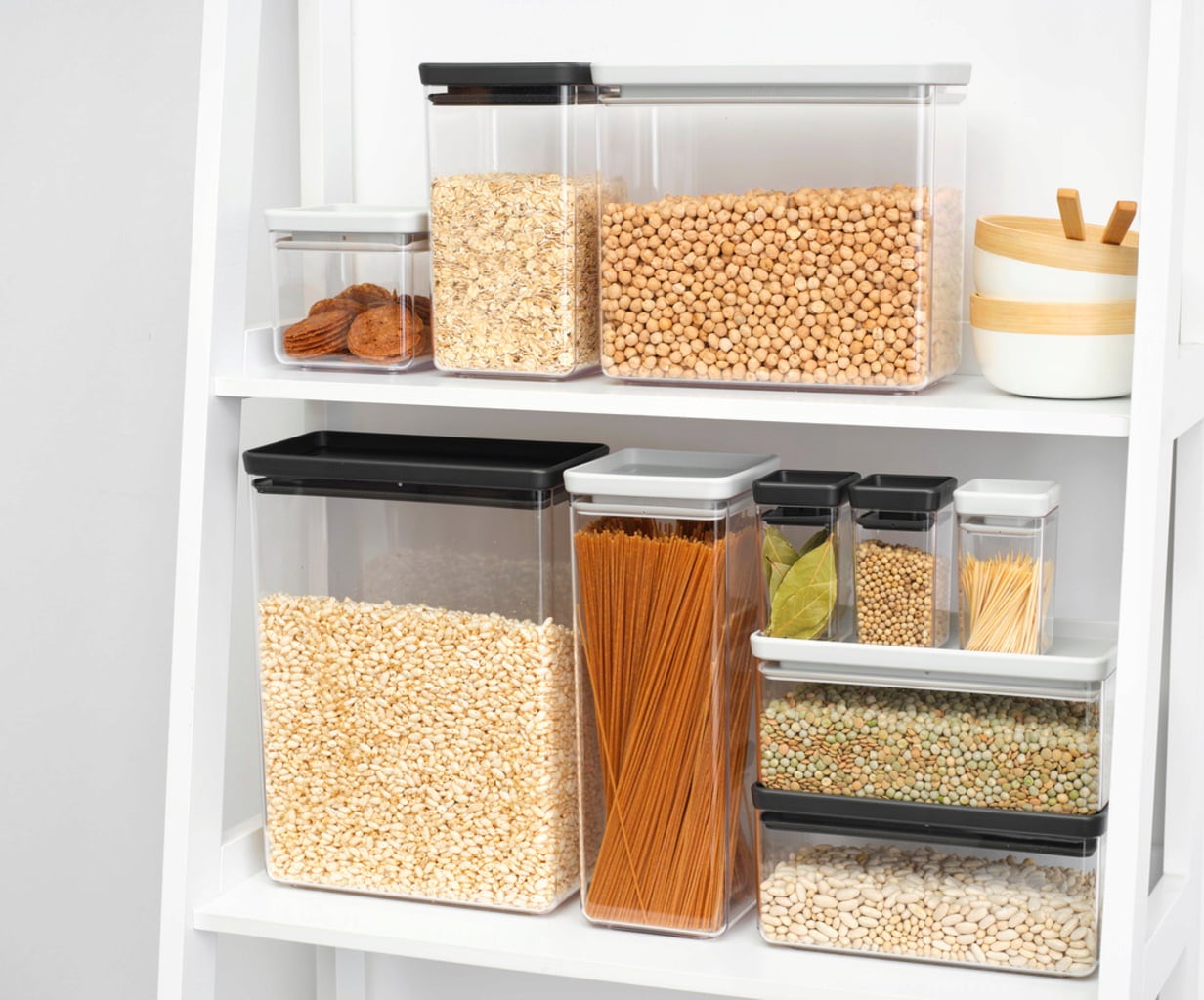 Tasty+ Stackable Rectangular Storage Containers, Light Grey